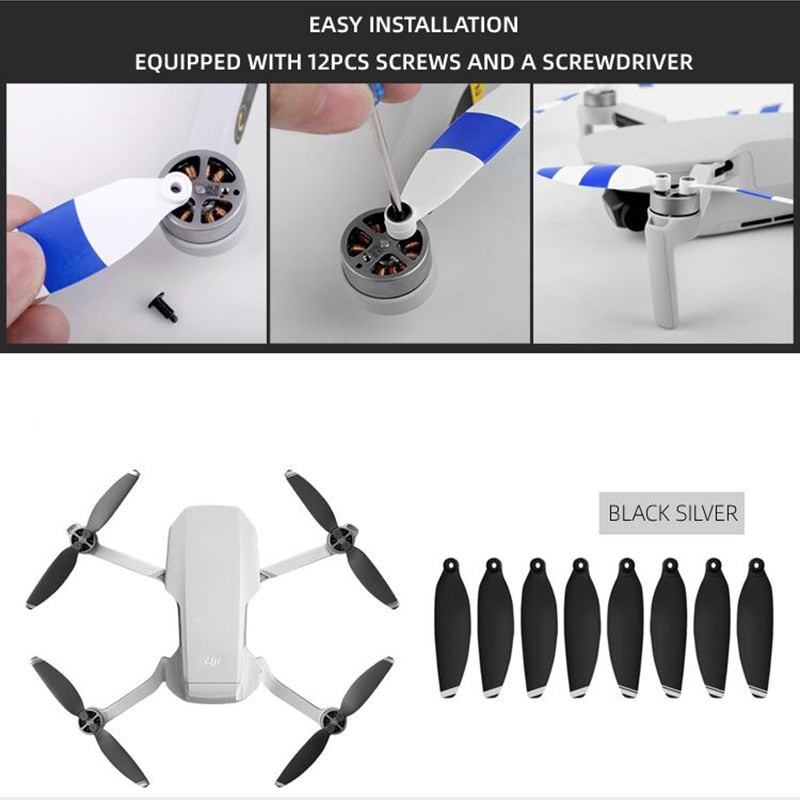 8PCS Quick Release Propeller Blades Foldable Low Noise Propellers For DJI Mavic Mini RC Drone Accessories (Mini & Mini 2)