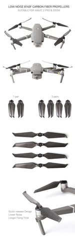Quick release propeller 8743F silent noise reduction carbon fiber paddle for MAVIC 2 PRO Zoom (2 Pairs/4 Pcs)